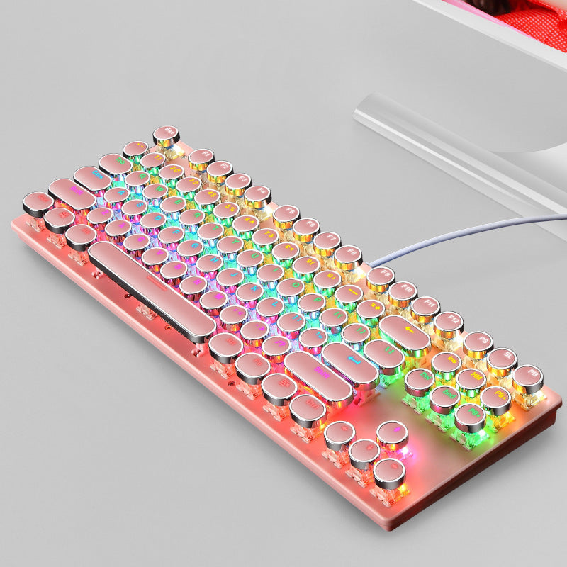 Wired 87-Key Punk-Style Mechanical Gaming Keyboard with Luminous Backlight (NR - 122021008)