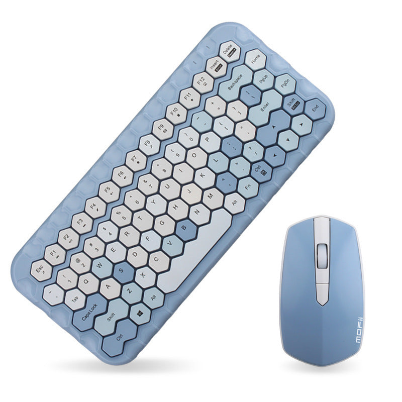 Modern Honeycomb Wireless Keyboard and Mouse Set (NR - 122021018)