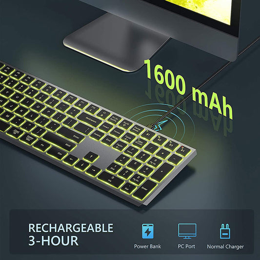 Multi-Device Bluetooth Backlit Rechargeable Wireless Keyboard (NR - 122021034)