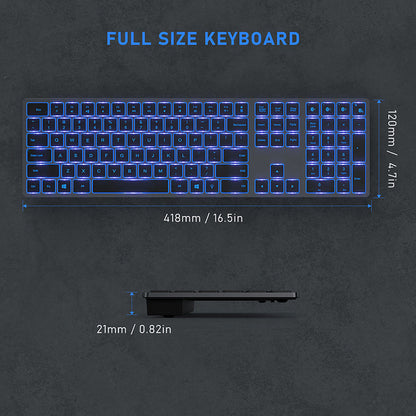 Multi-Device Bluetooth Backlit Rechargeable Wireless Keyboard (NR - 122021034)