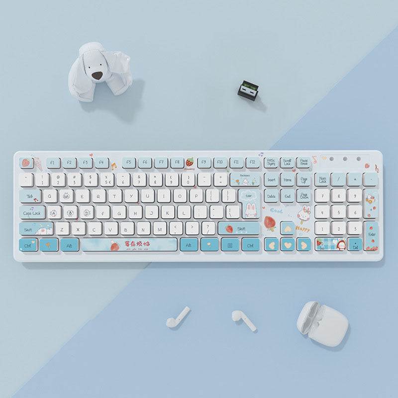 Kawaii Cute Bunny Plastic  Keyboard | Wired & Wireless options | 5 colors |  (NR - 122021031)