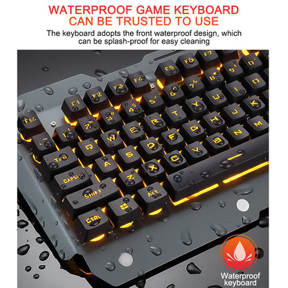 NT-001 Ergonomic Wired Gaming Keyboard with RGB Backlight and Phone Holder (Waterproof) Available in Black or White