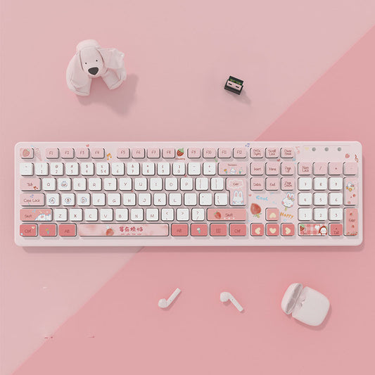 Kawaii Cute Bunny Plastic  Keyboard | Wired & Wireless options | 5 colors |  (NR - 122021031)