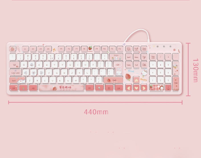 Kawaii Cute Bunny Plastic  Keyboard | Wired & Wireless options | 5 colors |  (NR - 122021031)