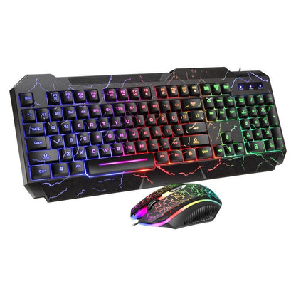 Crackle Panel Luminous Gaming Keyboard and 4D Mouse Set (NR - 122021020)