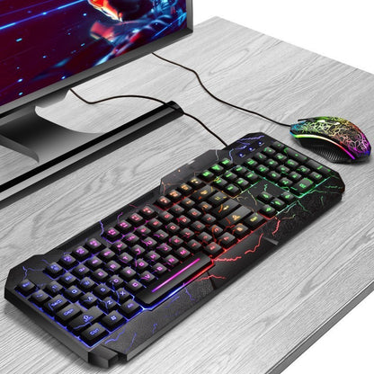 Crackle Panel Luminous Gaming Keyboard and 4D Mouse Set (NR - 122021020)