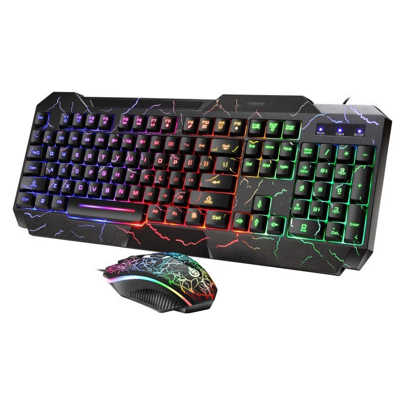 Crackle Panel Luminous Gaming Keyboard and 4D Mouse Set (NR - 122021020)